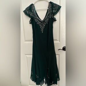 J Kara beaded hanker hem midi dress. Size 12. Hunter green.